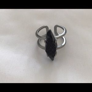 Kendra Scott Black Druzy Adjustable Ring